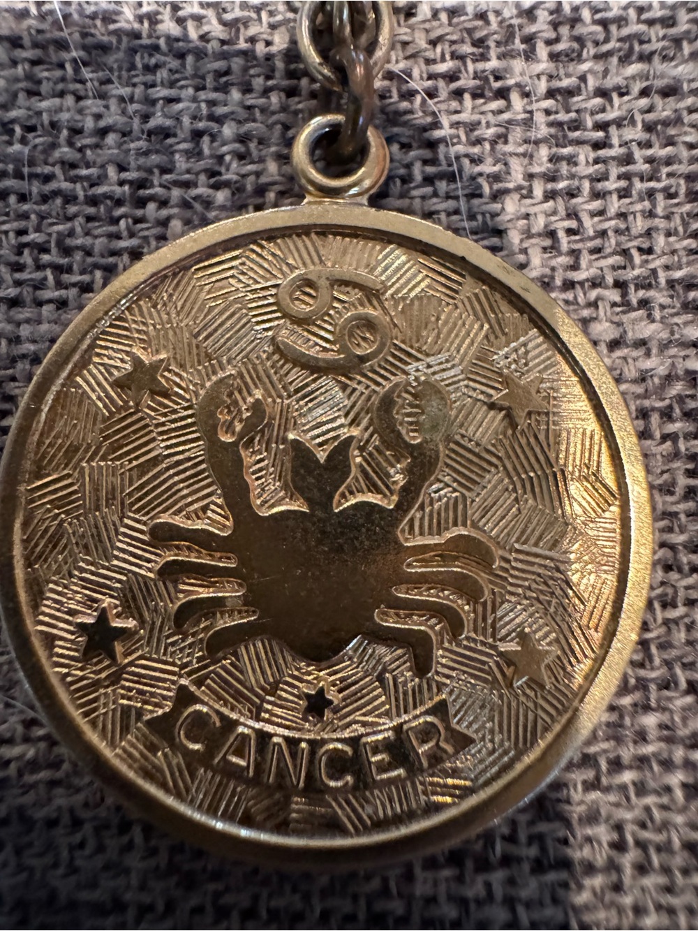 Cancer Zodiac Crab Pendant Keychain - Gold Tone